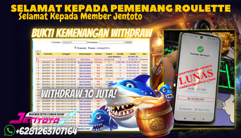 Bukti JP Casino Jentoto - Judi Roulette Online