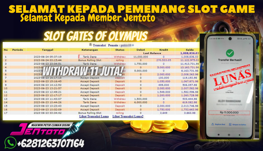 Bukti JP Slot Pragmatic Play Jentoto - Gates of Olympus